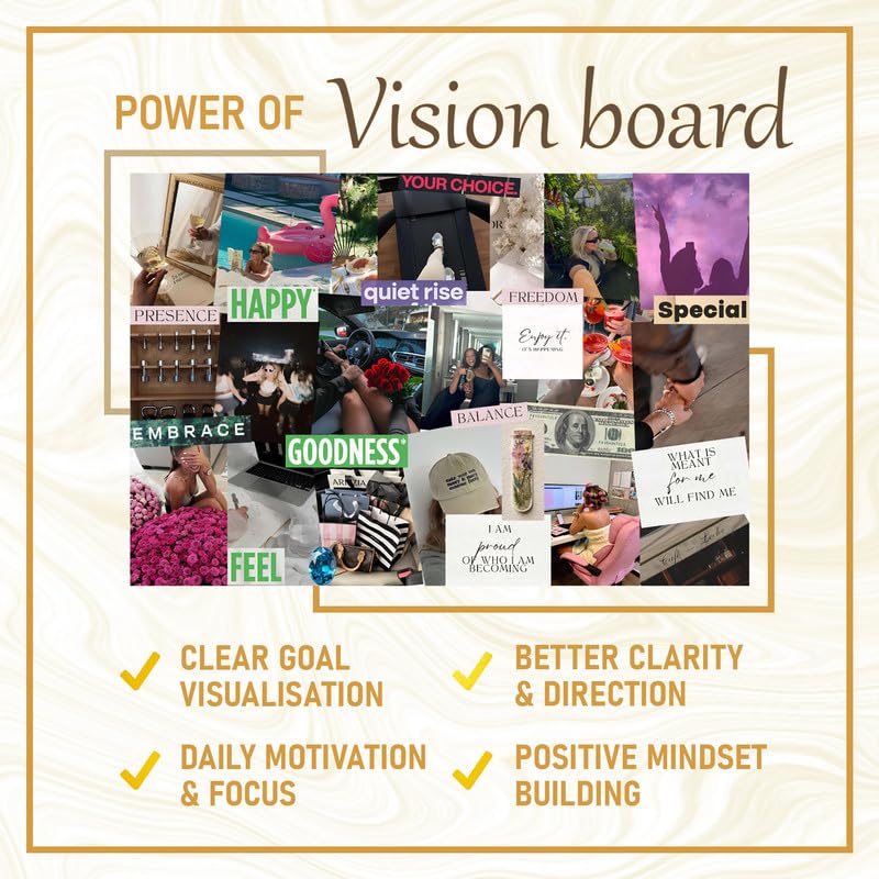 Image of CodersParadise Manifestation Kit 2026 Vision Board - 16 A4 Sheets (250+ Elements) with Daily Affirmations & Life Goals Quotes - Aesthetic Wall Art for Bedroom, Motivation & Dream Life Manifestation
