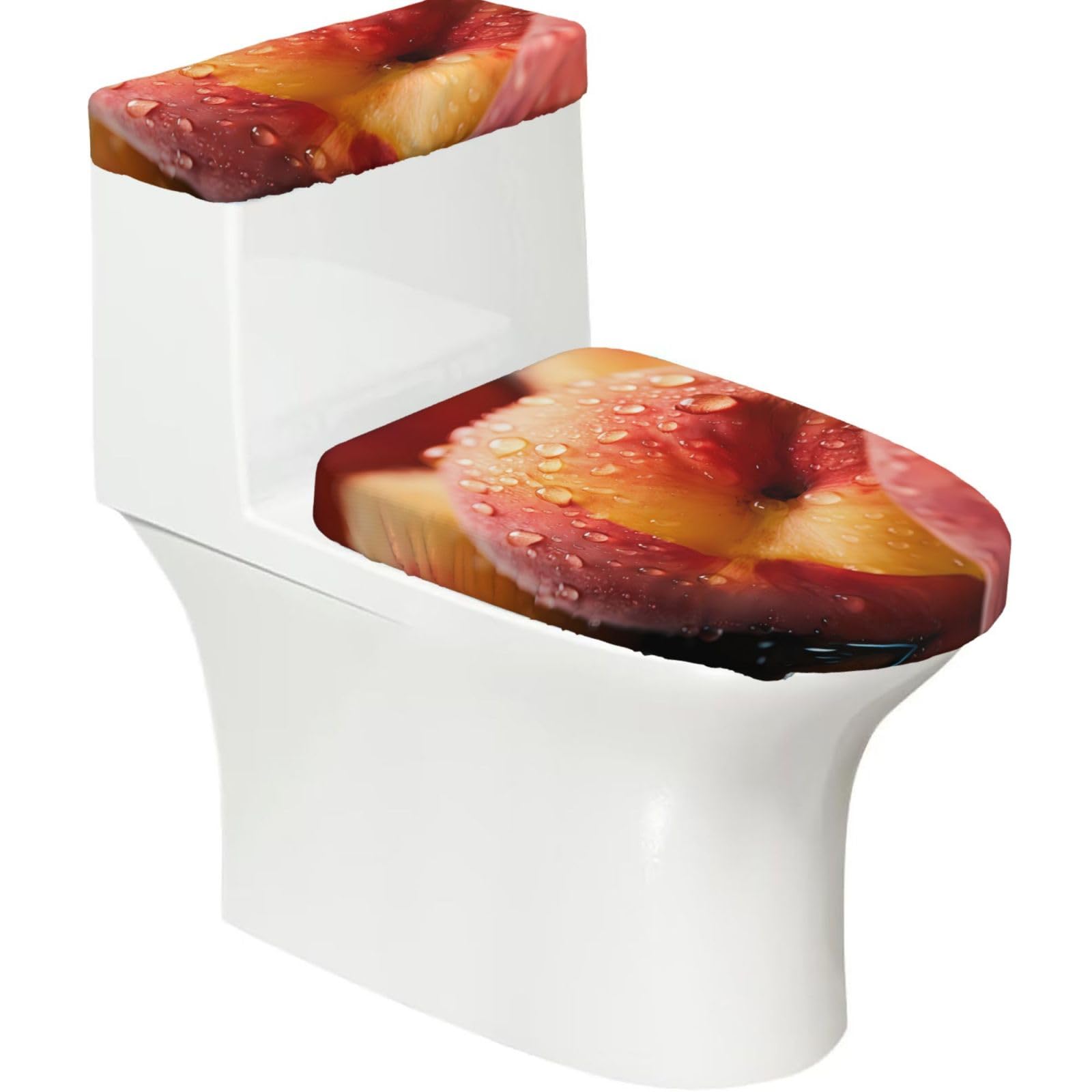 Mrowyc Black Peach Printed Toilet Seat Set - Set Of 2 - Universal Toilet Seat Cover - Housewarming Birthday Christmas Gift