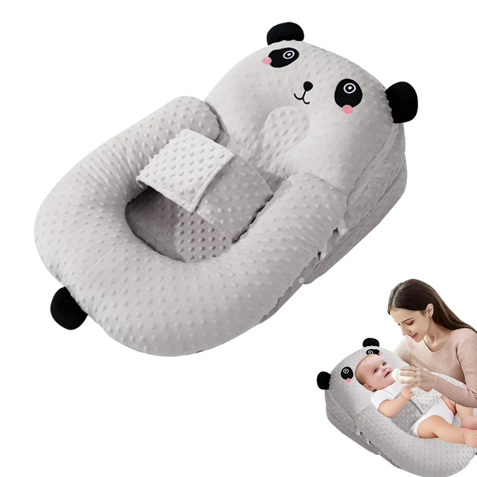 Stillkissen Stillkissenbezug, Stillkissen für Baby, Ergonomisches Still- und Lagerungskissen, Anti-Reflux & Spuckschutz für Neugeborene,Atmungsaktiv & Waschbar (02)