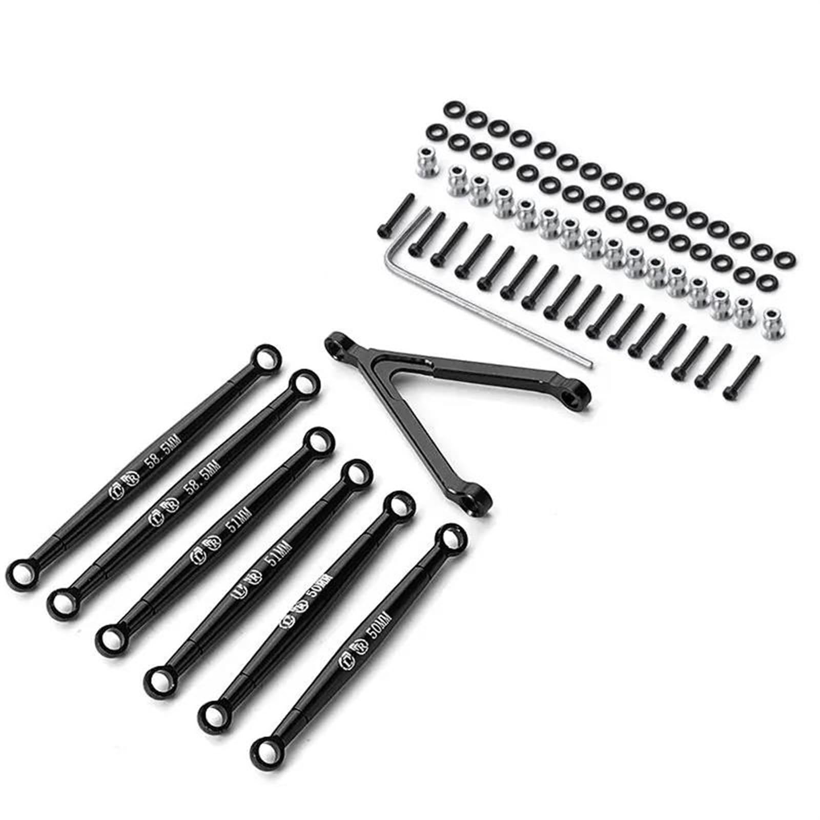 Varilla de Tracción para Axial SCX24 1/24 RC Car Parts 7 Piezas Distancia Entre Ejes RC Juego De Varillas Enlace Dirección Aleación Aluminio(Black)