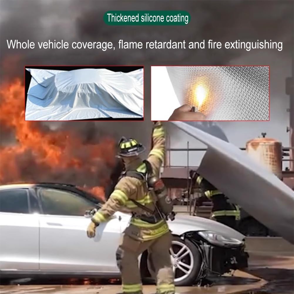 Manta ignífuga de Emergencia para vehículos eléctricos: Manta de Seguridad de Fibra Ligera con Bolsa de Almacenamiento. La Manta de Seguridad ignífuga definitiva para emergencias en el Coche