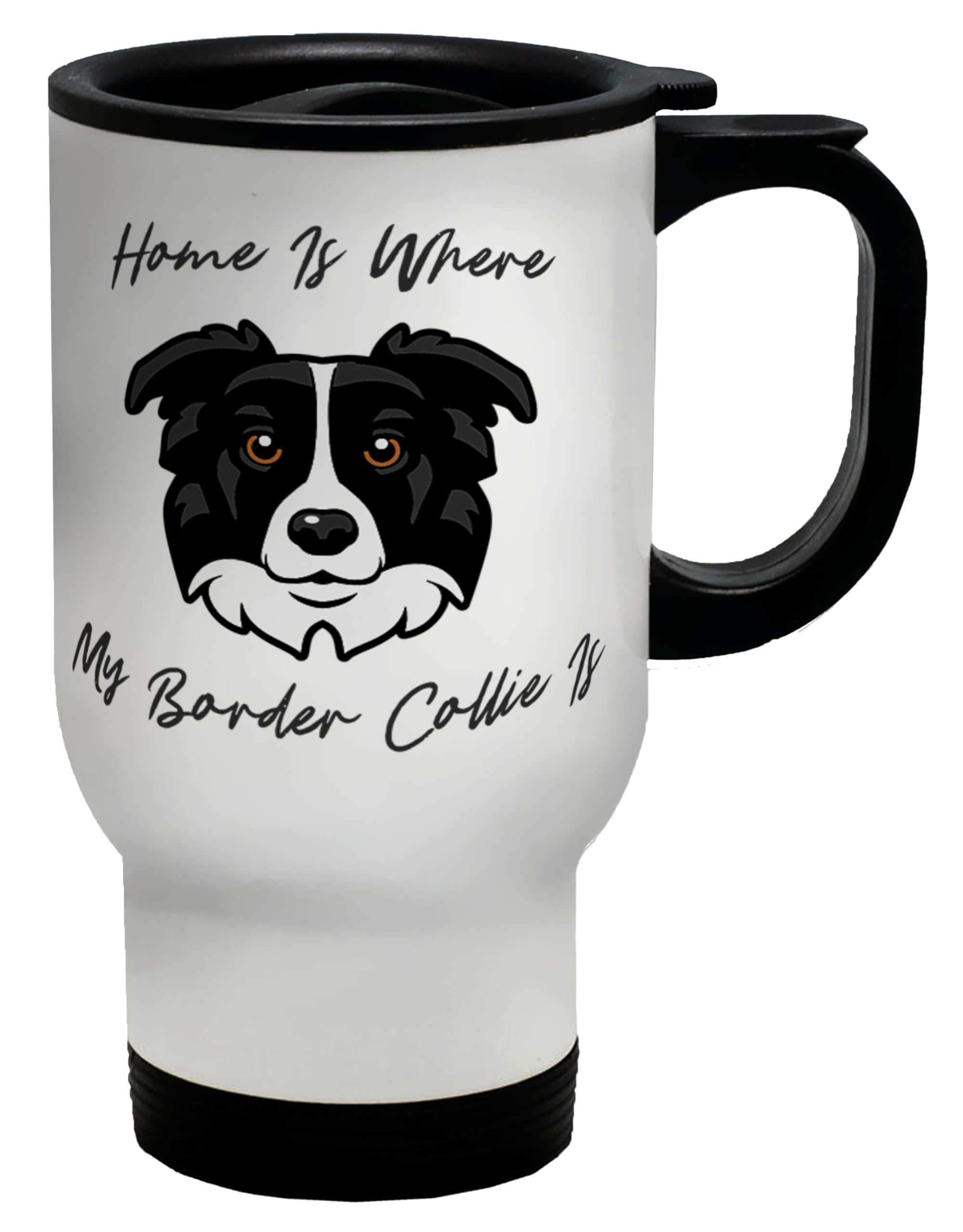 Shopagift Dog Pet Lover Travel Mug Home is Where My Border Collie is Stainless Steel 14oz Cup