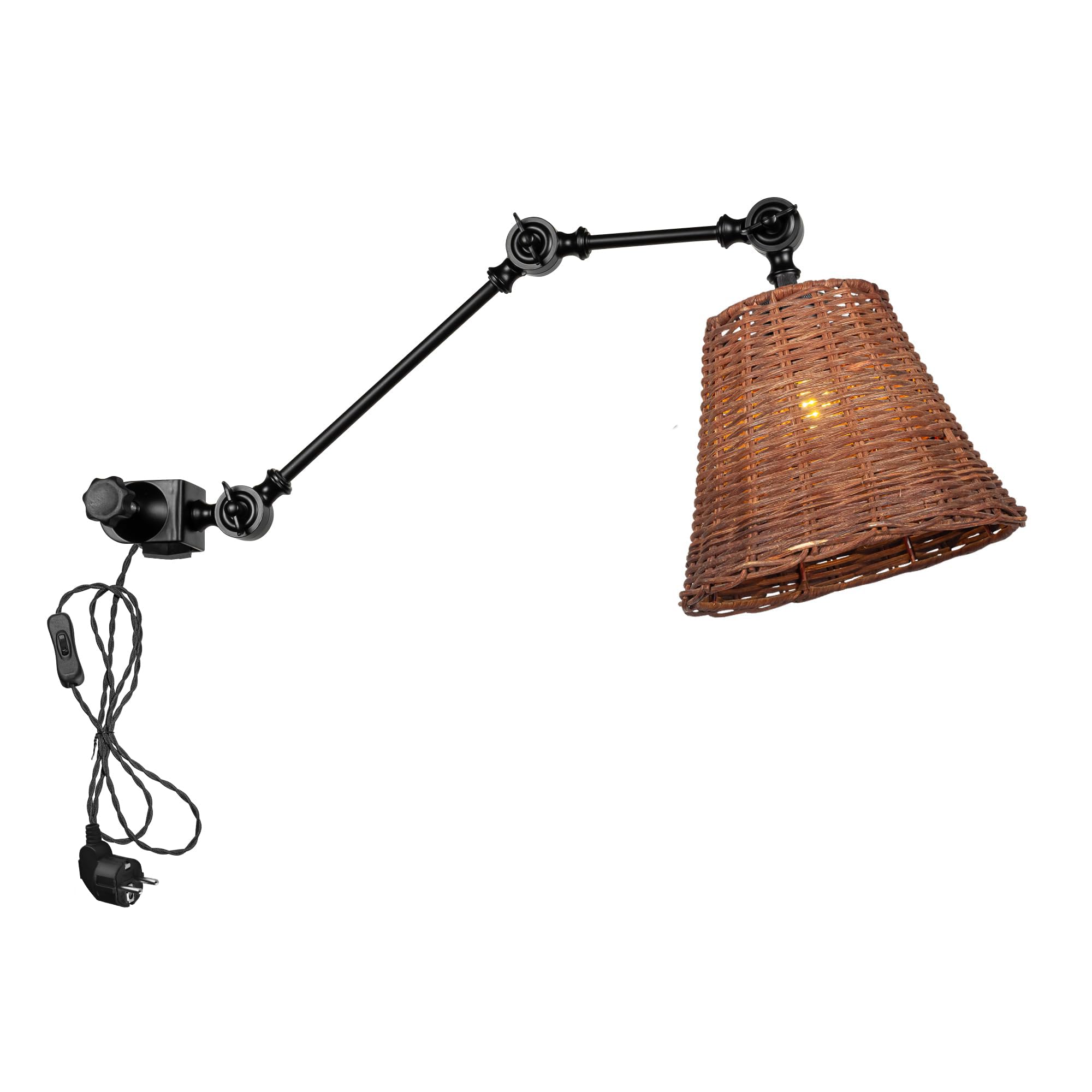 Industrial Klemmleuchte mit 2,5 Schalterkabel,Einstellbar Clip auf Schreibtisch Leselampe,Dimmbar Clamp Nachttischlampe mit Flexarm für Schreibtisch Nachttisch Regal-braun BD3086-DZ497