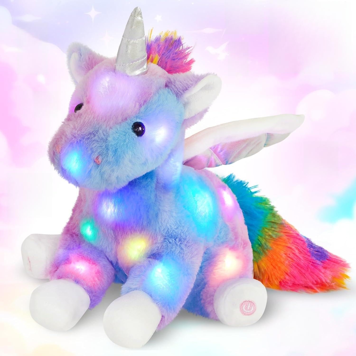 Athoinsu 16.5" Musical Light up Rainbow Unicorn Stuffed Animal Glowing Unicorn Plush Toys with LED Night Lights Soft Toys Birthday Christmas Day Gifts for Boys Girls Kids