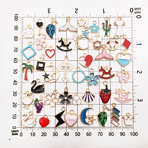 Bearals 100 Pieces Assorted Gold Plated Enamel Pendants, Necklace Bracelet Charms for DIY Jewelry Making and Crafting