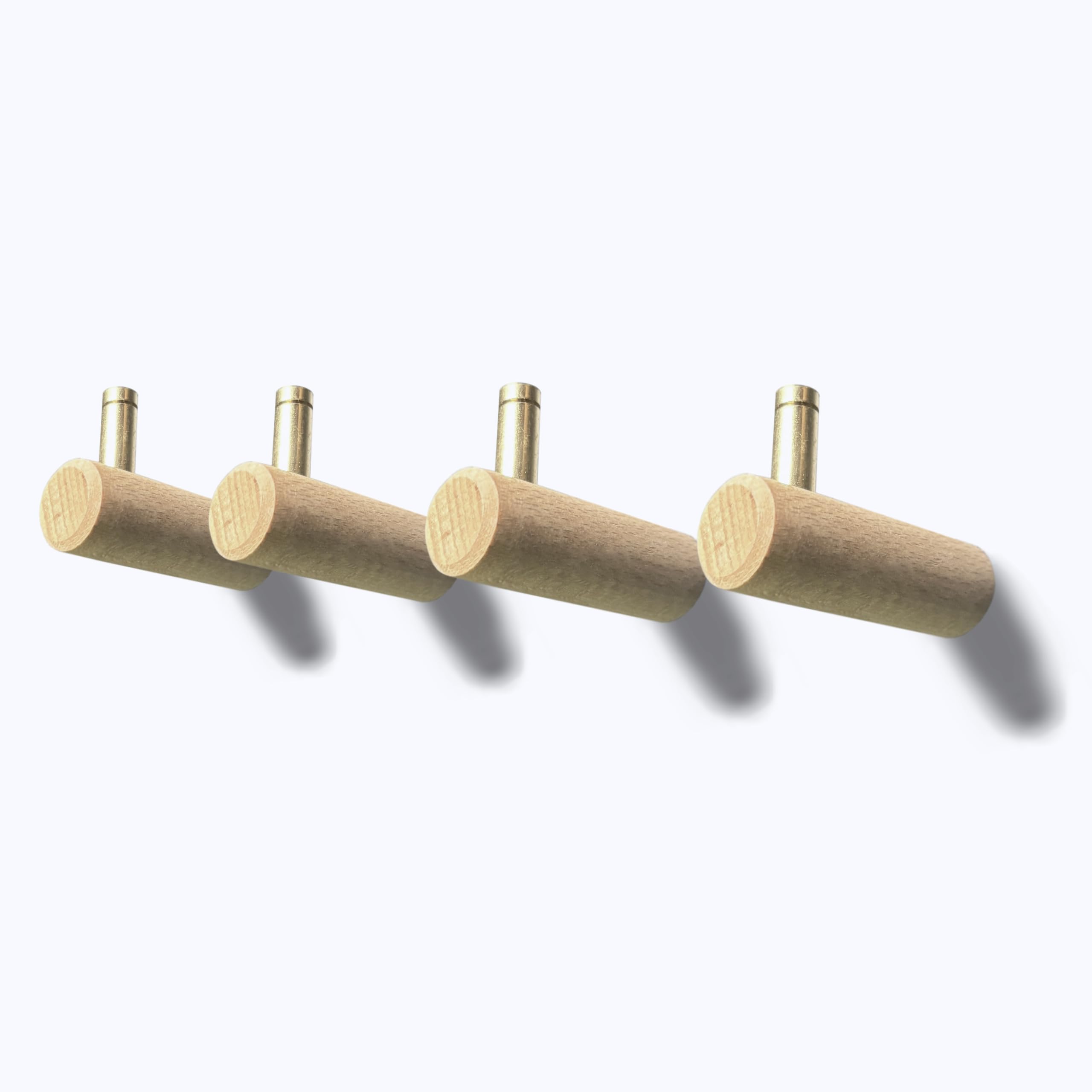 Anaan Beige Bend Wall Coat Rack Wood Coat Hooks Wooden Wall Hook Hangers For Clothes Scarf Hat Bag Towel Wall Mounted Modern Design Set Of 4