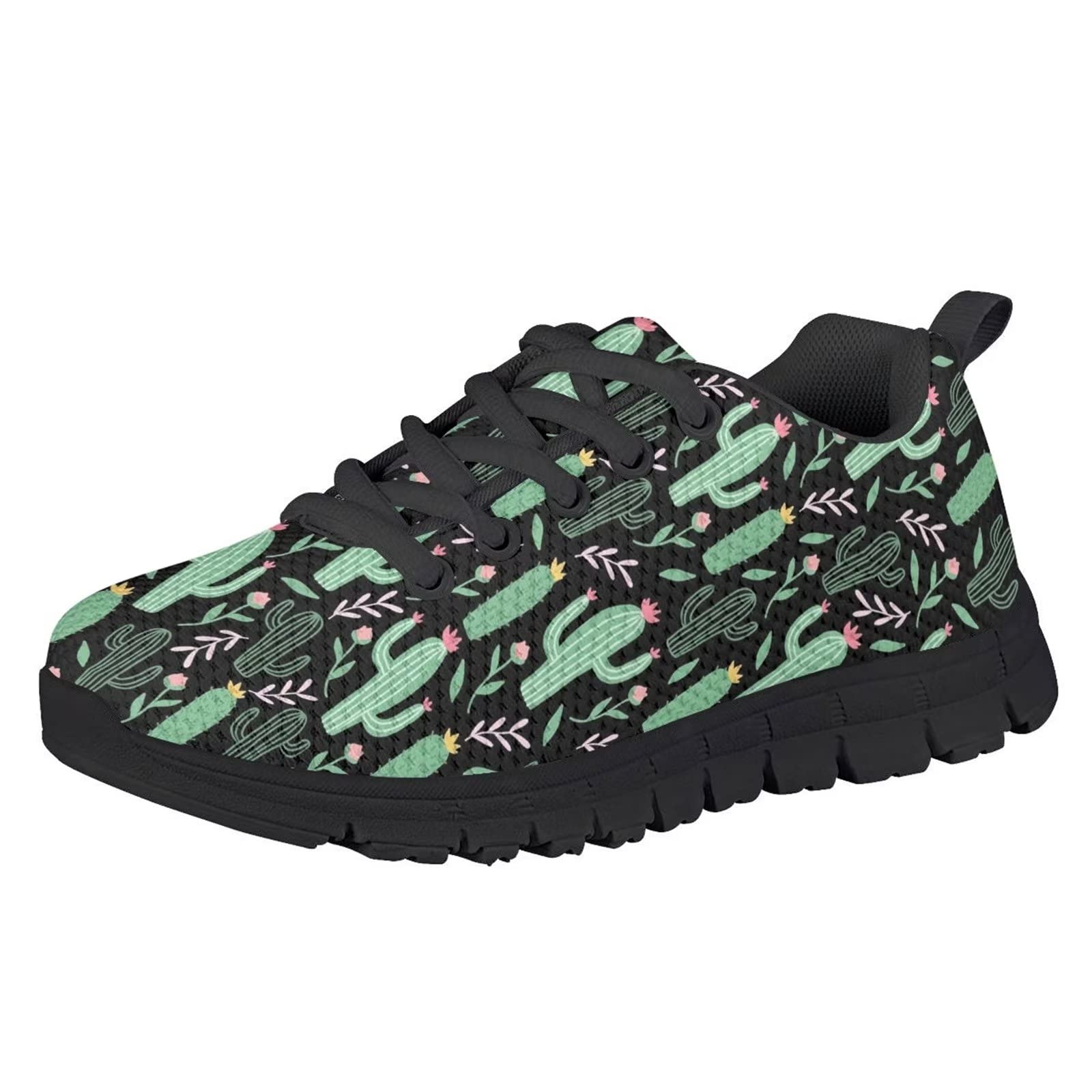 Zapatillas deportivas ligeras con cordones para correr y senderismo para niños y niñas, Cactus tropicales, 36 EU