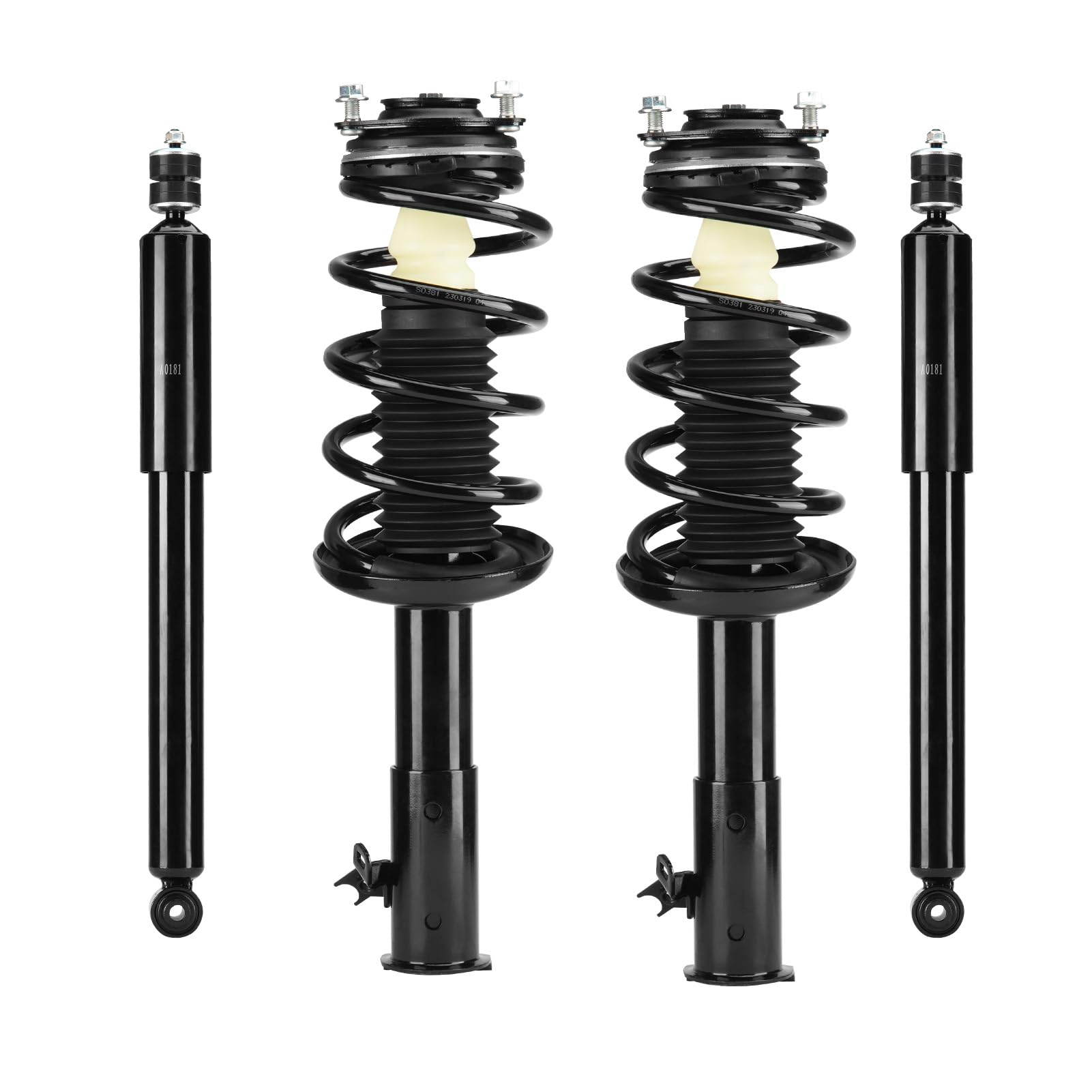 Front & Rear Strut Shock Assembly w/Coil Spring for Honda Civic 2006-2011 Sedan Only, for Acura CSX/ 2006-2011 Replace 172286 172287 5609, Left & Right, 4PCS