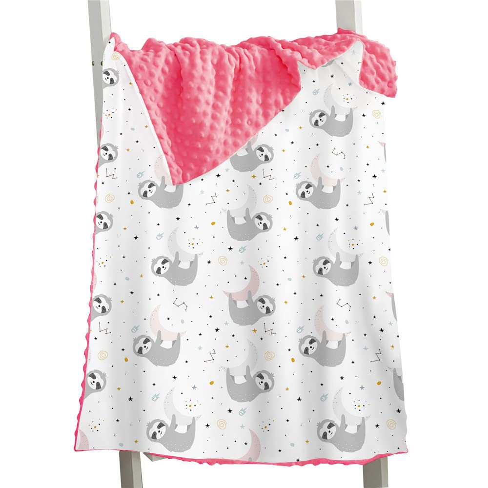 Hixingo Comfort Blanket for Kids Baby, Animal Printed Double Layer Throw, Sensory Soft Minky Dot Reverse Side Plush, Blanket Bedding for Children Boys Girls (starry sky 2,150x110cm)