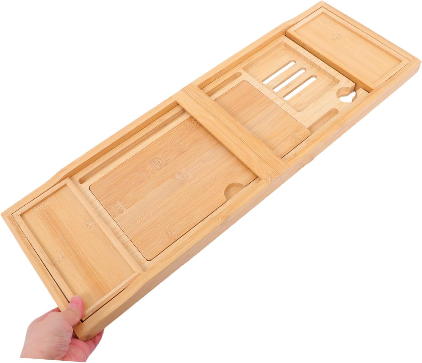 HEALLILY Adjustable Bath Tray Multi-Function Tub Tray with Phone Stand for Convenient Bathroom Use Sturdy and Extendable Bathtub Holder Design