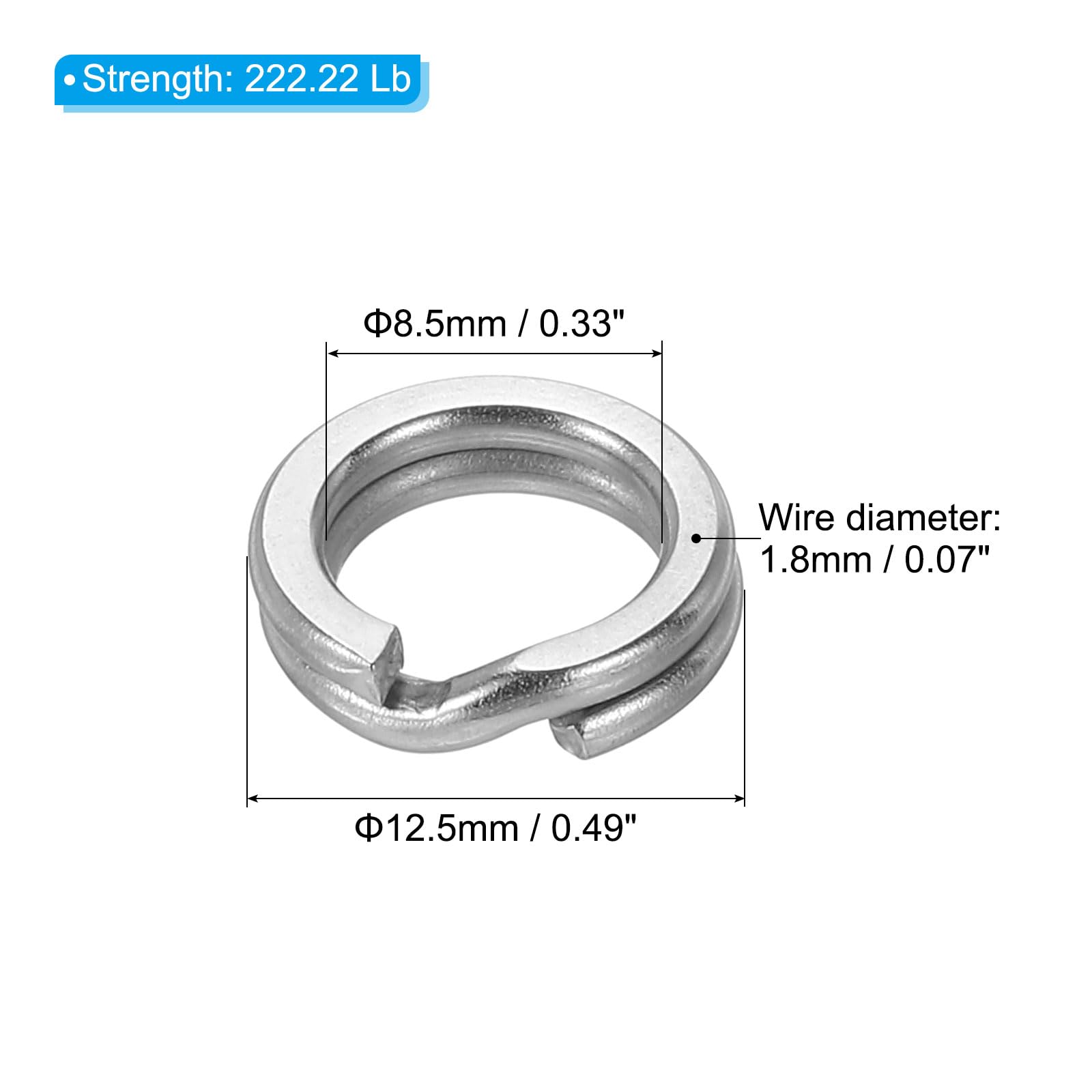PATIKIL Fishing Split Rings 222LB - Image 2