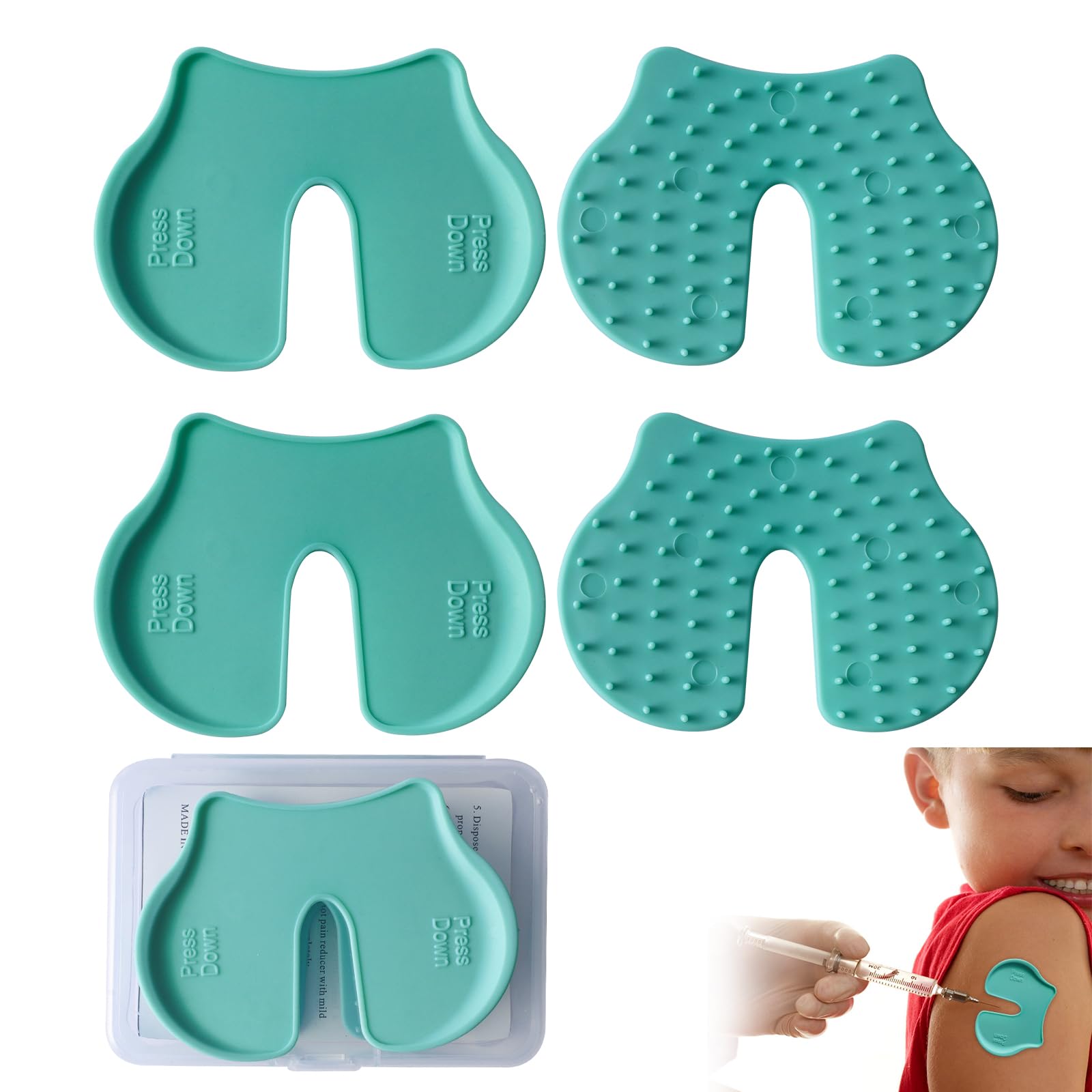 Pack of 4 Shot Blockers for Injections for Children, Shot Helper Wound Blocker, Reusable Plastic Shot Pain Reducer, Shooting Aid Blocks for Children and Adults (Light Green)