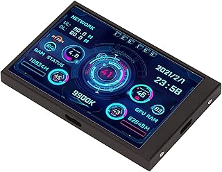 Eulbevoli PC CPU RAM Data Monitor, Screen Switching 3.5 Inch IPS PC CPU Data Monitor Stepless Brightness for CPU