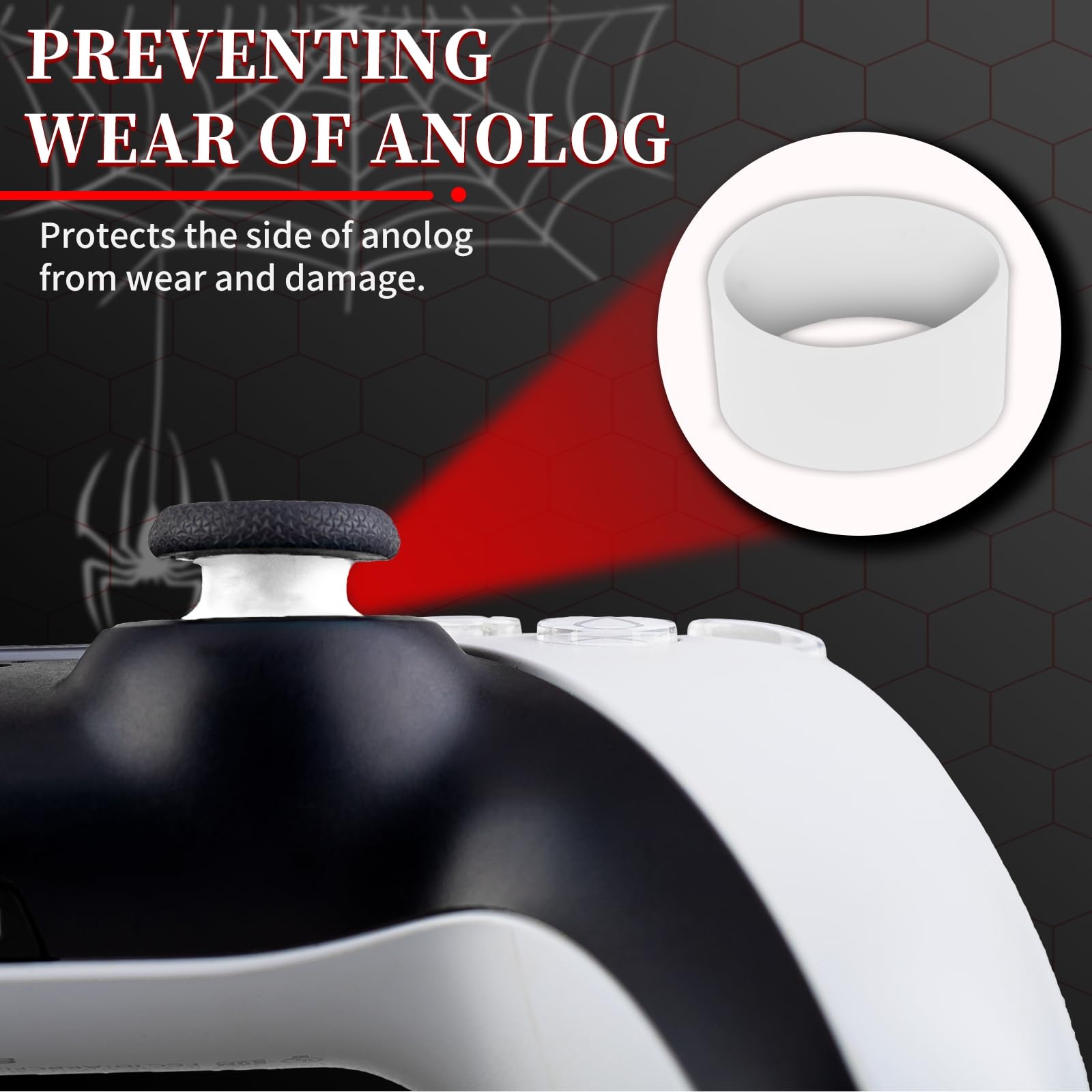 1 adesivo in silicone e 2 gommini estensibili per controller PS5 Venom Web