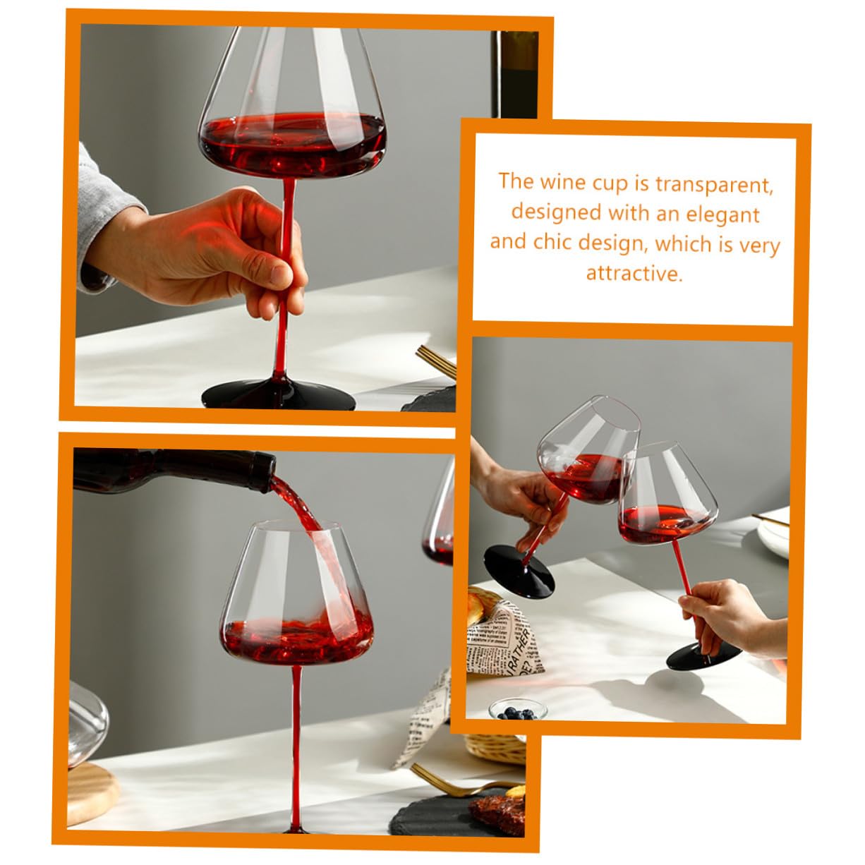 STOBAZA 2 Stück Zweiteiliges Halloween Weinglas Rotwein Gläser mit Vampirmotiv Langlebige Glas Goblets für Party Fest und Zuhause Stilvolle Bar Trinkbecher in Schwarz und Rot
