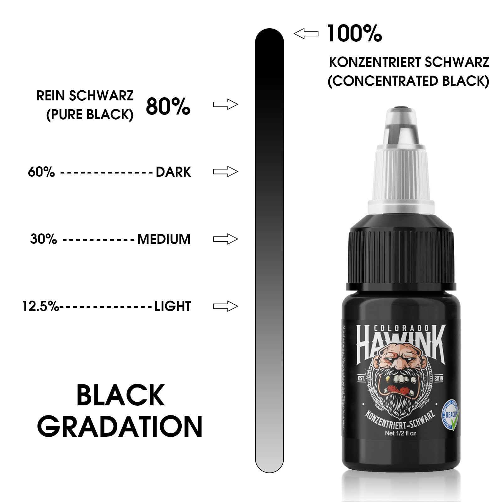 HAWINK Profesjonalna farba do tatuażu Black 1/2oz (15 ml) skoncentrowany czarny tusz do tatuażu akcesoria TI203DE-15-002