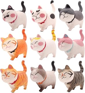 Tomicy Realistic Cat Figurines 9 Pcs Cat Cake Toppers Anime Figures Cat Action Figures Cake Toppers Lovely Cat Action Figures Cat Model Educational Cat Figures Toy Set