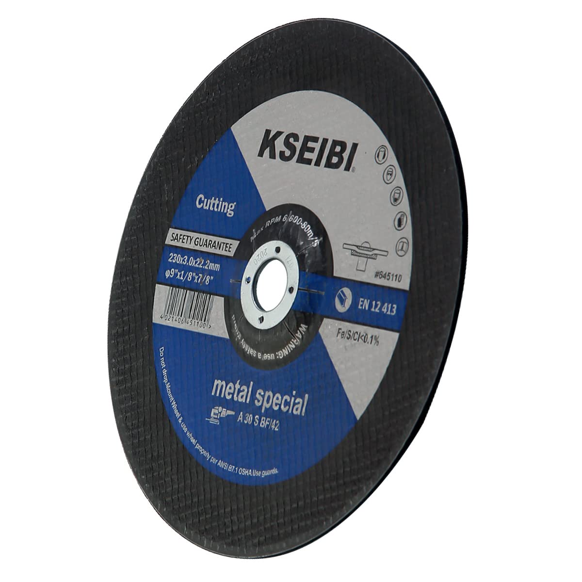 KSEIBI 645110 - Paquete de 10 muelas abrasivas, discos de óxido de aluminio para metal y acero inoxidable, 9 x 1/8 x 7/8 pulgadas, molienda agresiva para amoladoras angulares, diseño central deprimido
