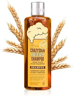 CRAZY SKIN German Beers Yeast Biotin Shampoo for Anti-hair loss, and Thickening,Gentle Exfoliating & Scalp Function with Panthenol, Collagen and Free-Sulfate, limescale removal, 300ml(10.15oz)