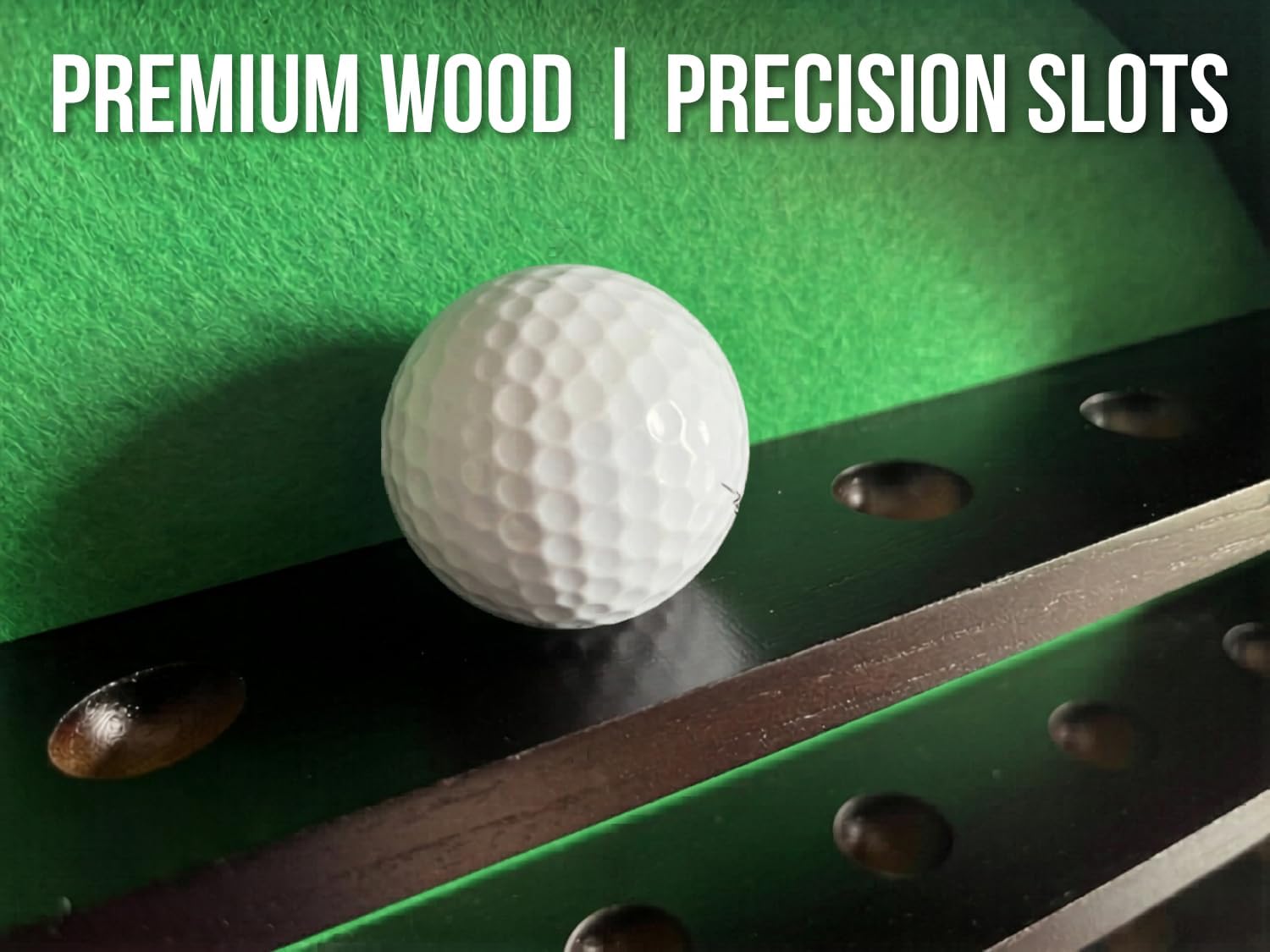 Golf Ball Display Case for 32 Balls – Modern Golf Decor ft. 18” Moon Shelf Design, Solid Wood, Wall Mounted, Dark Brown Finish – Golf Ball Holder & Display Cases for Collectibles