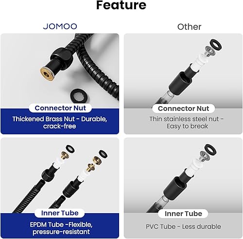 Miniatura 8 de JOMOO Manguera de ducha, extensión de manguera de ducha de mano extra larga de 99 pulgadas, flexible de acero inoxidable, flexible, cabezal de ducha