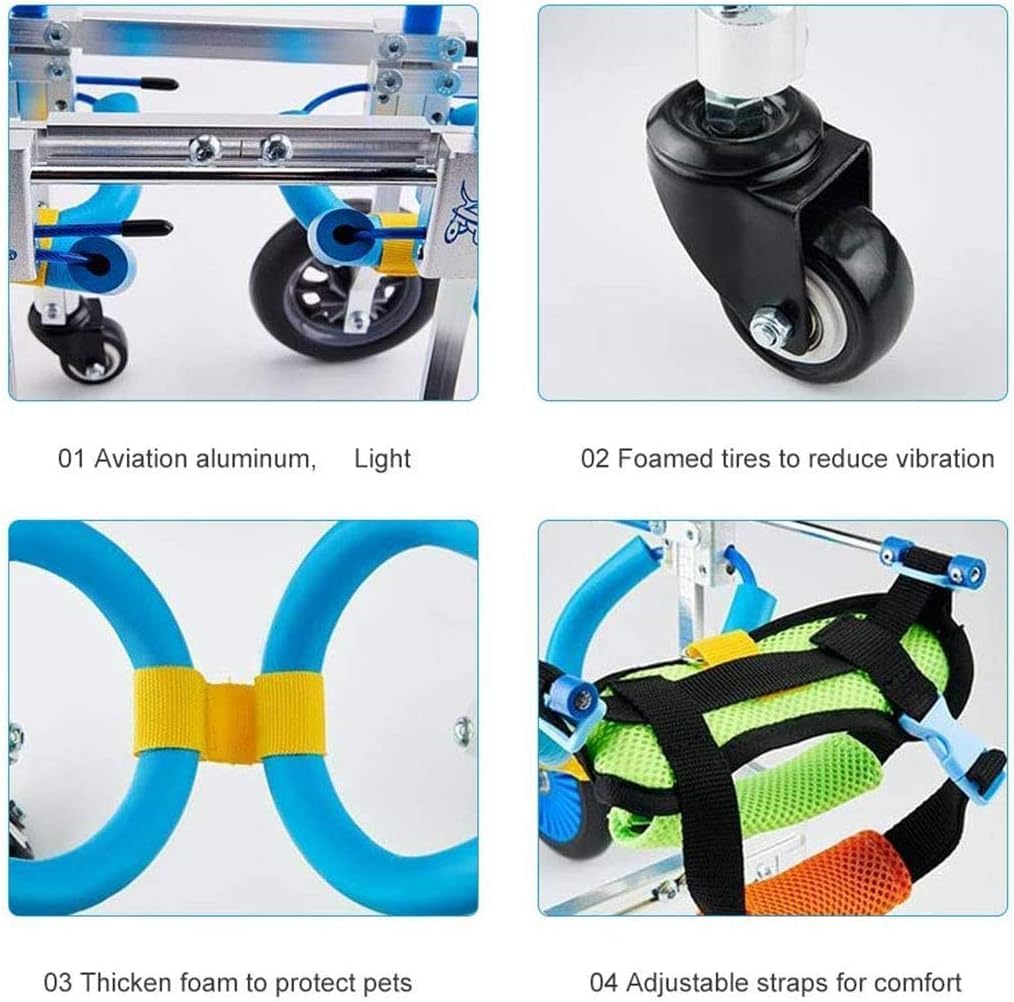 Adjustable Dog Wheelchair for Hind Legs - Two-Wheel Rehabilitation Aid for Disabled Dogs & Cats - Supportive Mobility Solution for Small Pets with Back Leg Weakness