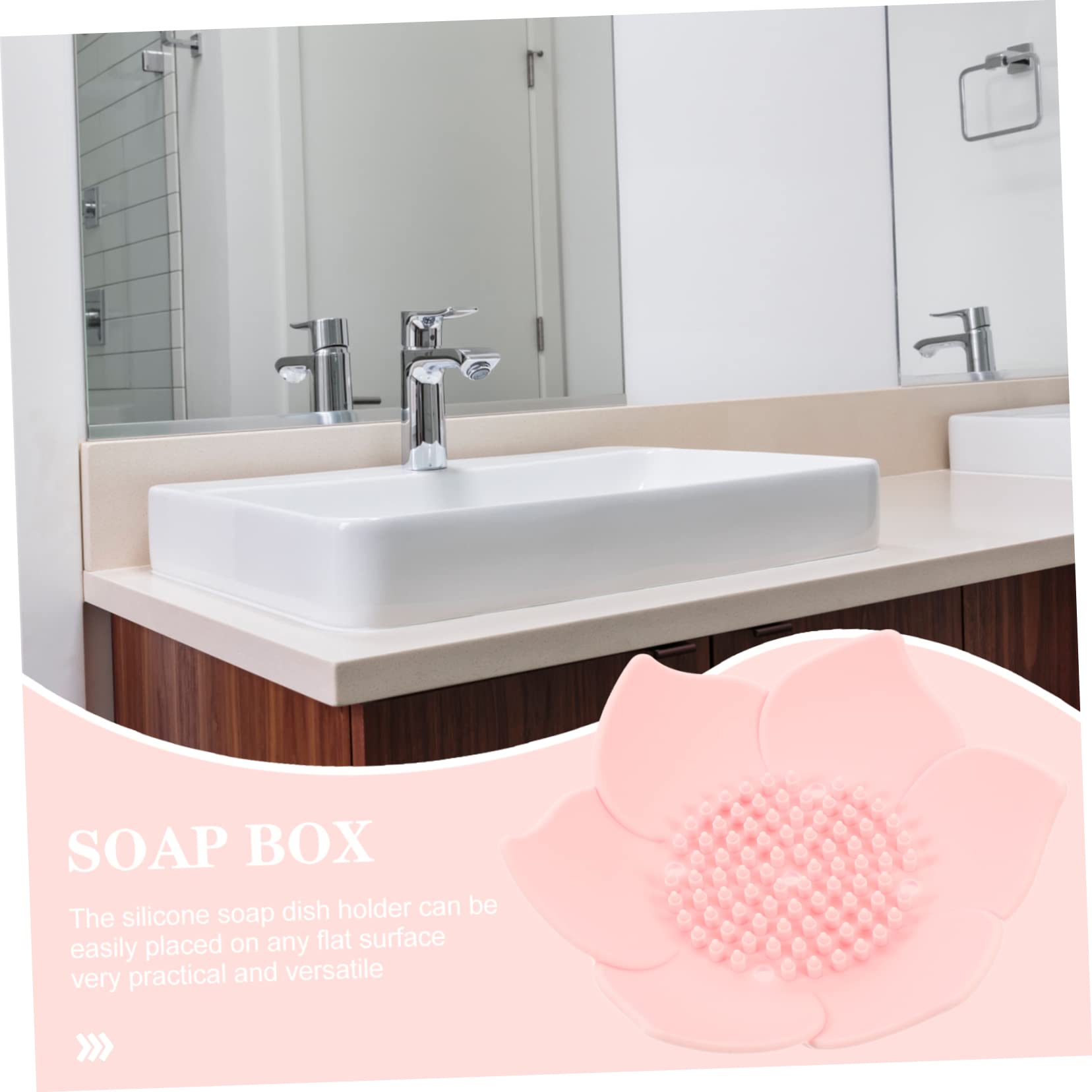 Jabonera de silicona con diseño de flores, 2 piezas, con drenaje en forma de flor para almacenamiento de baño y cocina, diseño versátil y práctico 8