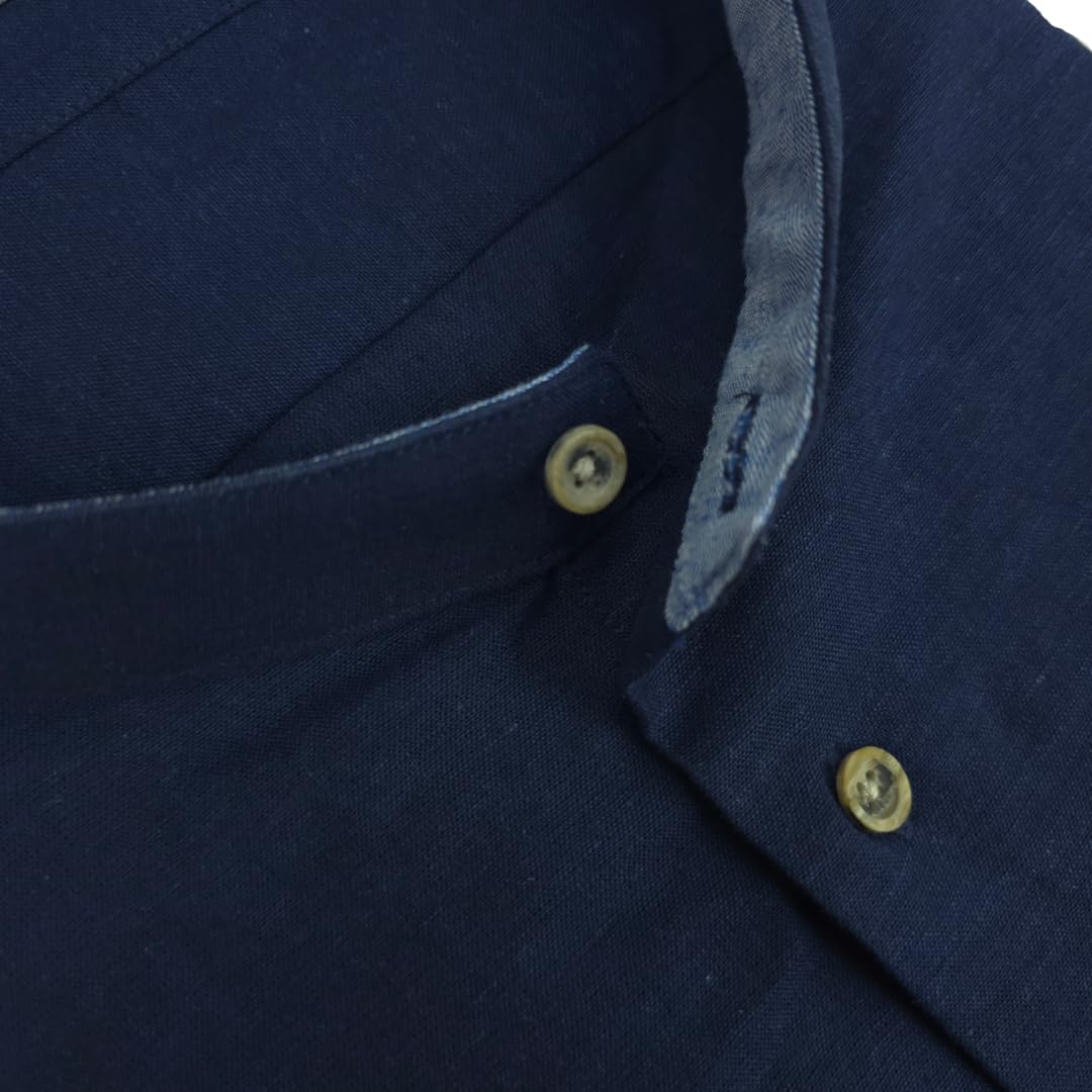 Camisa de hombre de manga larga, 100% puro lino, tallas grandes, cuello a la coreana, 4XL, 5XL, 6XL