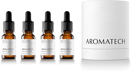 AromaTech The Fresh Outdoors Set Set de regalo de difusor de aroma de aceites esenciales mezcla de The Cabin, Winter Pine, Alpine Summit y Redwood