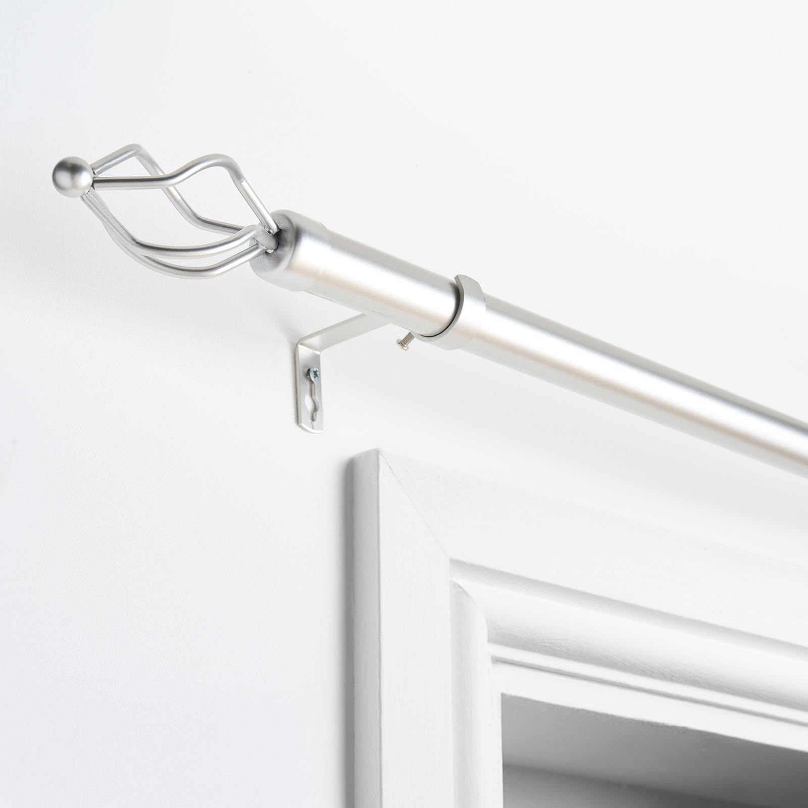 Ohs Curtain Pole Extendable 28mm Metal Finnials Twist End Rod 120-200CmSilver from B&Q