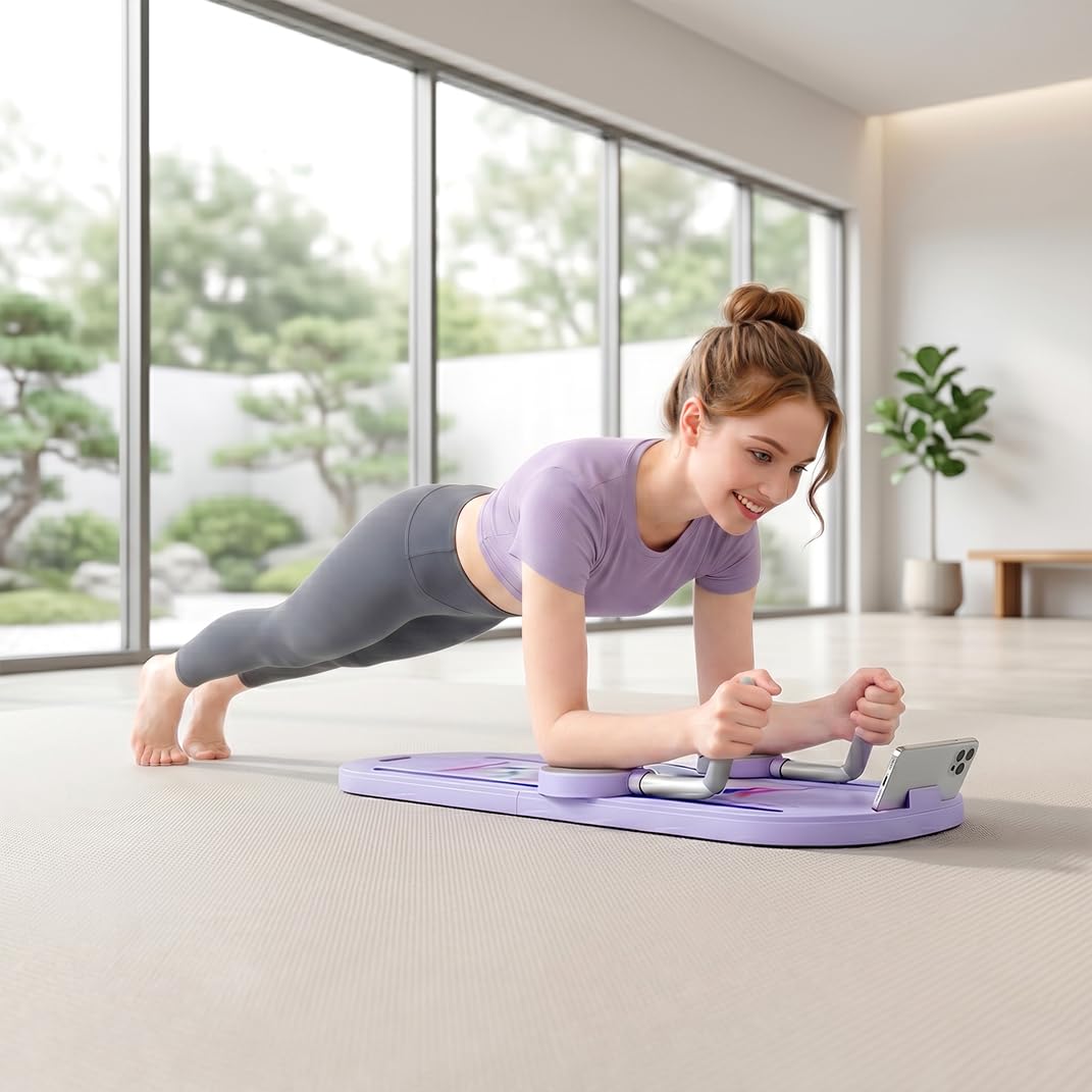 SPORTNOW Tavola Pilates 5 in 1 Pieghevole Pilates Reformer Blu Chiaro | per Allenamento a Casa, Attrezzo Fitness Portatile, Bande Elastiche, Maniglie per Piegamenti, Allenamento Completo Donna