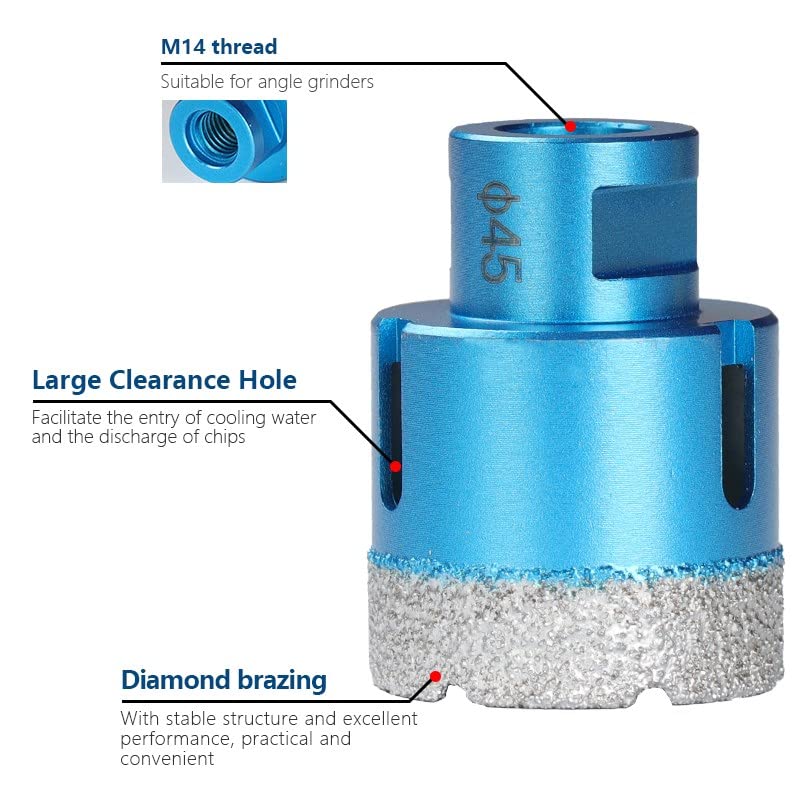 1 szt. M14 lutowany gwint próżniowy diamentowa wiertło do płytek ceramiczne wiertło do płytek do marmuru granitu, 42 mm