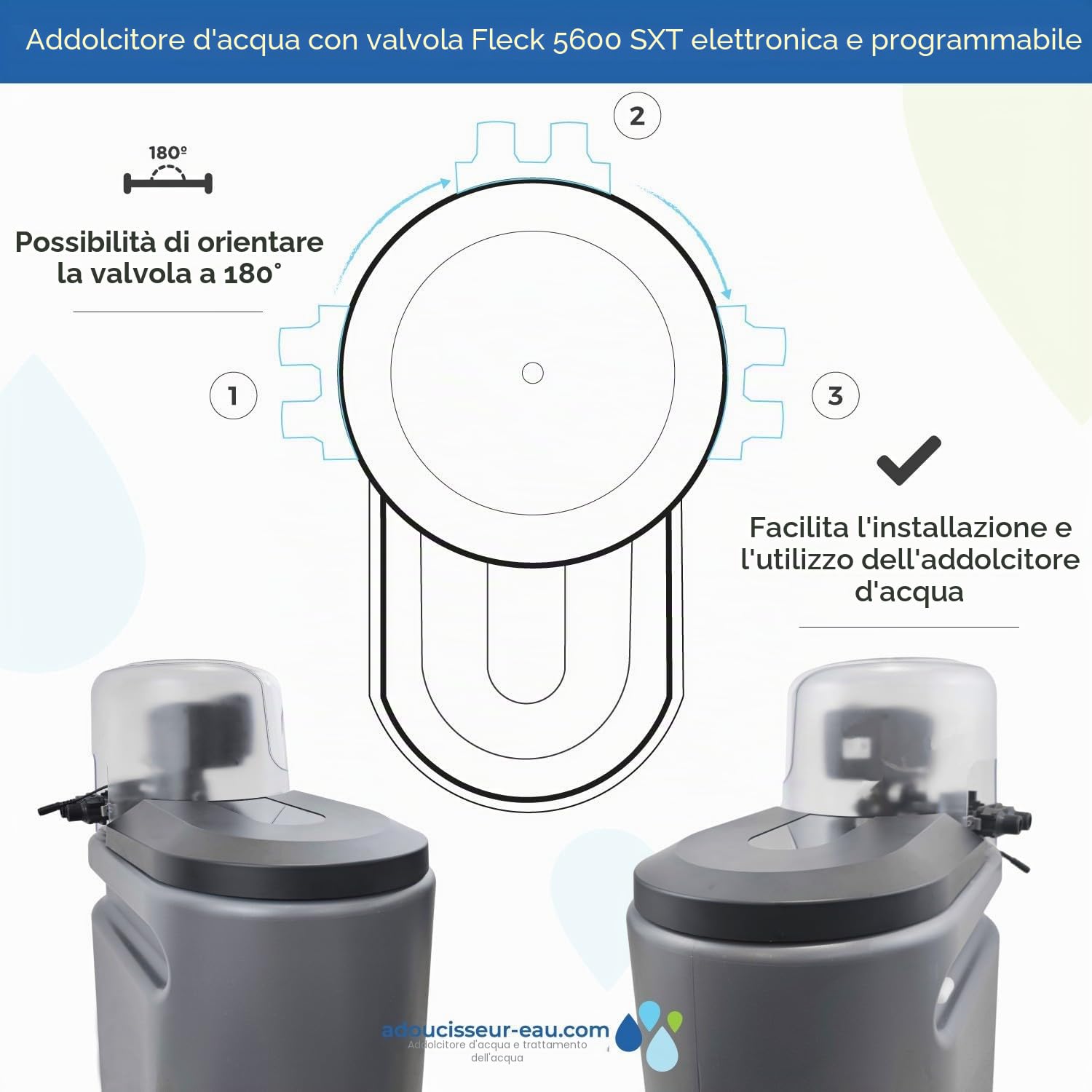 Addolcitore Acqua 20l Fleck 5600 Sxt Elettronico Volumetrico Fatto In Francia