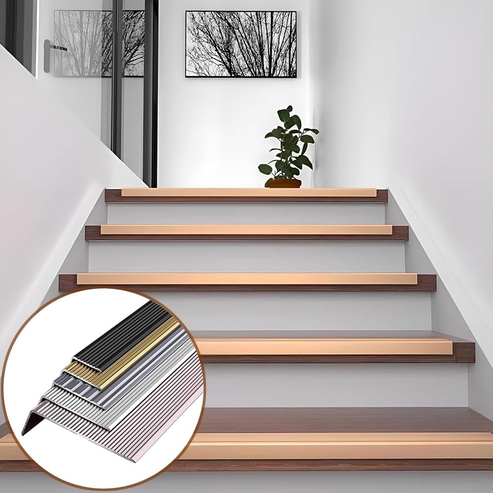 120cm Treppenkantenprofil L-Form Treppenwinkel Treppenkantenschutz Aluminium Treppenprofil Winkelprofil Stufenkantenprofil Für Innen Und Außen