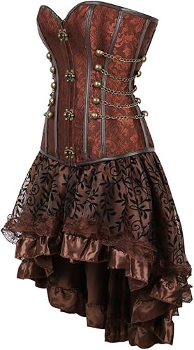 Miniatura 2 de Kranchungel Vestido de Corsé Steampunk con Falda Renacentista para Mujer, Corsé Gótico de Burlesque, Disfraces de Corsé