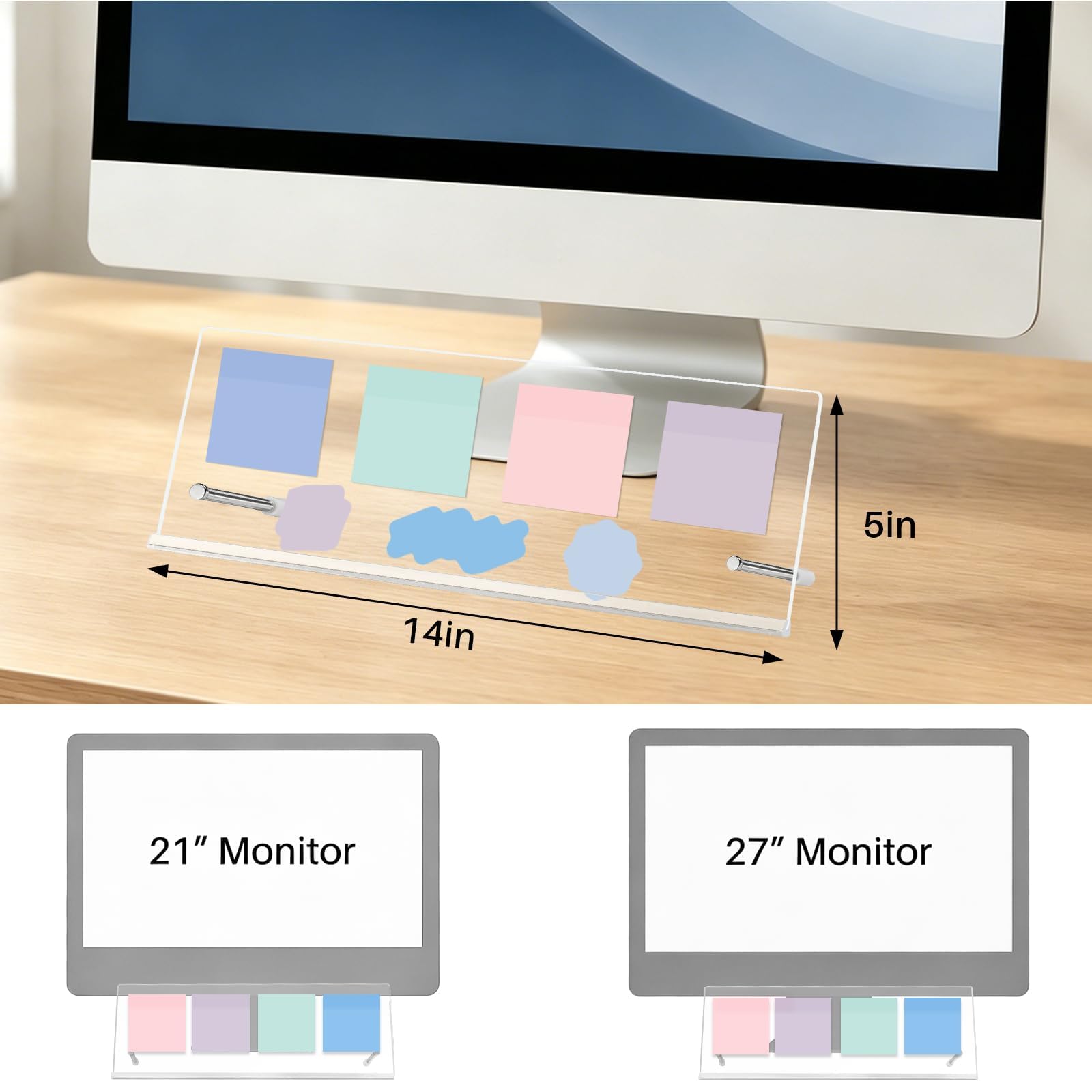 Monitor Memo Board Holder 14"x5", 2-Pack Office Organization Memo Holders view 5