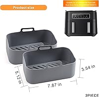 Vista 2 de Olla de silicona para freidora de aire Ninja Dual Air Freiders, juego de 5 piezas de revestimiento reutilizable resistente al calor cuencos