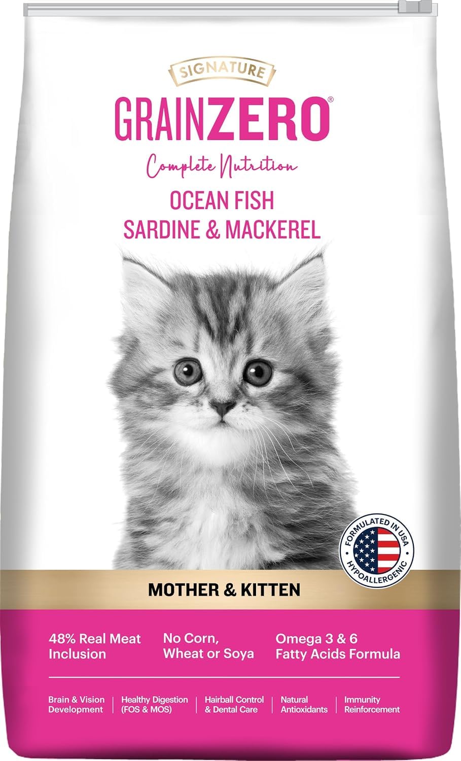 Grain Zero Mother & Kitten Dry Cat Food 400g | Ocean Fish, Sardine & Mackerel | DHA for Brain Development, 48% Fresh Fish Inclusion | Promotes Healthy Skin & Coat-image-23