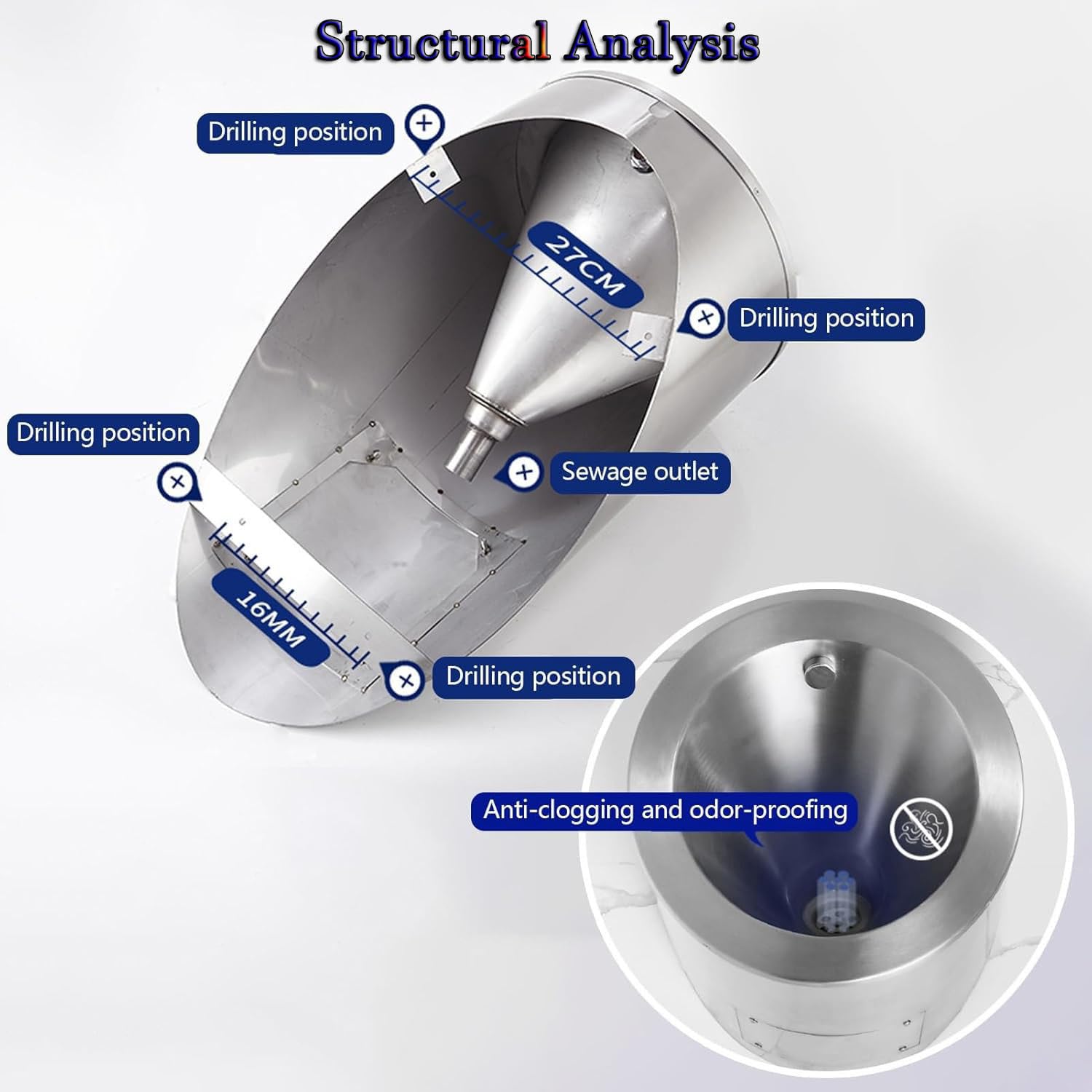 iumLeap Automatic Flushing Urinal,Vertical Urinal,304 Stainless Steel Urinal,Wall-Mounted Urinal,Urinals for Men,Intelligent Sensor Flush Public Toilet,Black-Urinal (Black-Urinal+Sensor)