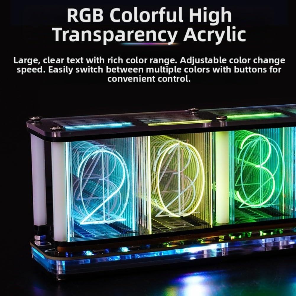 DIY Retro Nixie Röhrenuhr-Set mit RGB-LED-Display, 38 Farben und 14 Effekte, Musikspektrum, 3231 Chip, analoge Leuchtröhre, Digitaluhr, elektronisches Kit