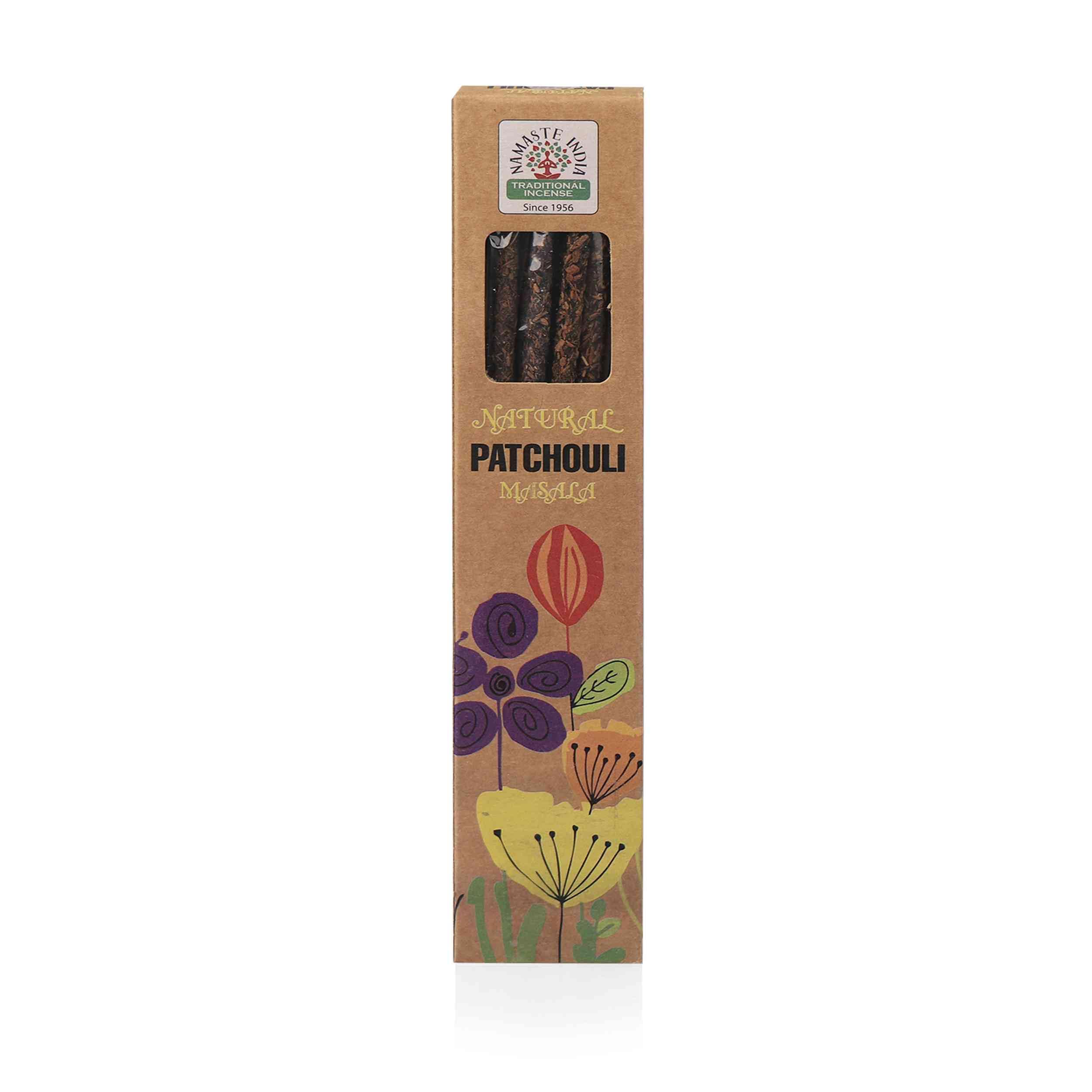 Nklaus Patchouli Incense Sticks - 15G Hand Rolled Incense, Masala Incense From India, Earthy, Sensual & Calming, Traditional & Vegan
