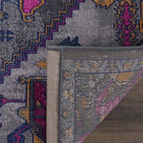 Safavieh Vintage Inspired Indoor Woven Rectangle Area Rug, Artisan Collection, ATN332, in Grey / Fuchsia - Image 3