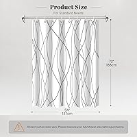 Vista 7 de Punkray Grey and White Striped Polyester Shower Curtain for Bathroom with 8 Hooks, Weighted Hem, Waterproof Bath Accessories Hotel Style, 54 x 72