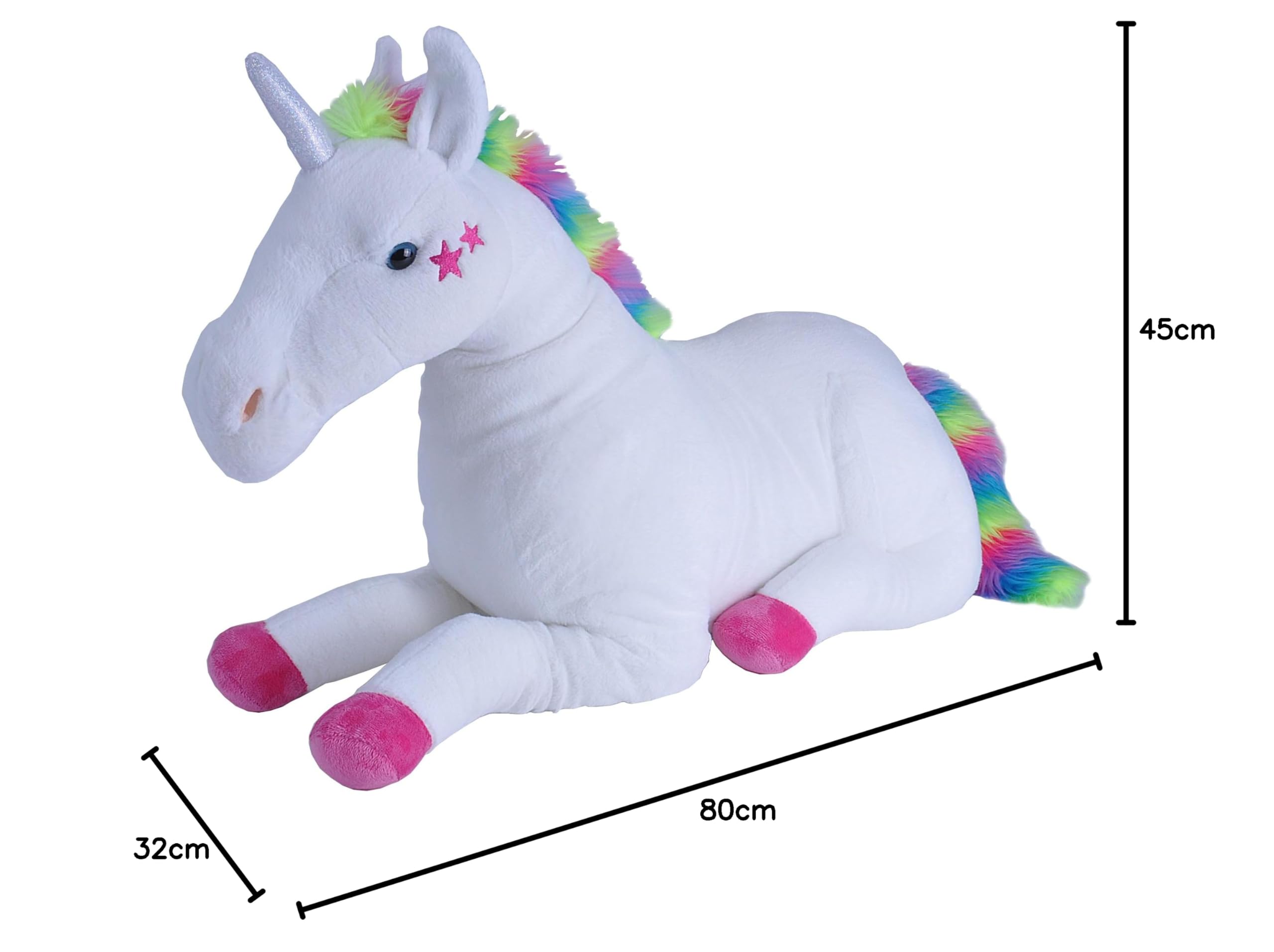 Wild Republic Cuddlekins Jumbo Einhorn Weißes, Stofftier, Baby-Geschenk für Mädchen und Jungen, Kinder Plüschtier, Kuscheltier Für Babys, Spielzeug aus Recyclingmaterial, 76 cm