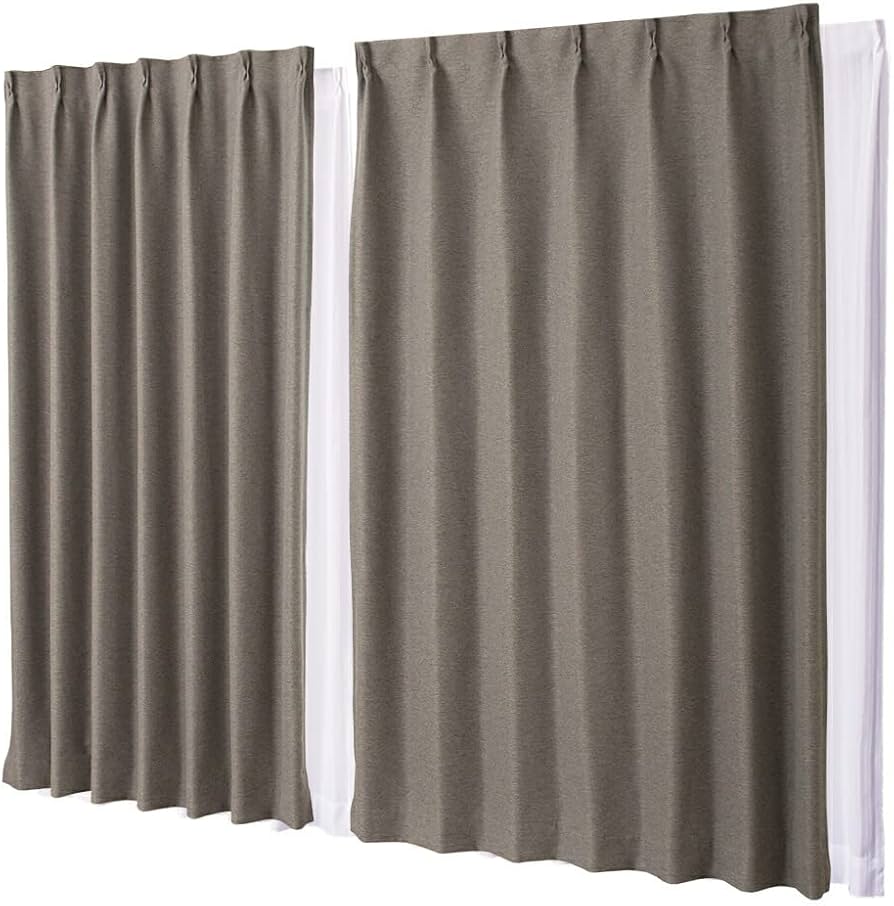 Amazon｜4枚組防炎カーテンセット 1級遮光「ピュリー」5089グレーGY+防