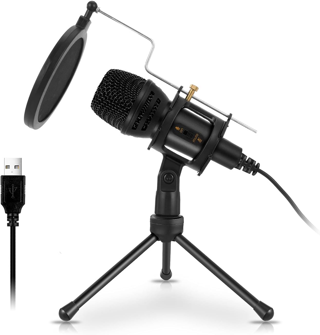 Hredxin Microphone for PC, USB PC Microphone, PC Microphone Gaming with Tripod Stand & Pop Filter for Streaming, Podcasting, Vocal Recording, Compatible with Laptop Desktop Computer (USB) Hredxin Microphone for PC, USB PC Microphone, PC Microphone Gaming with Tripod Stand & Pop Filter for Streaming, Podcasting, Vocal Recording, Compatible with Laptop Desktop Computer (USB)