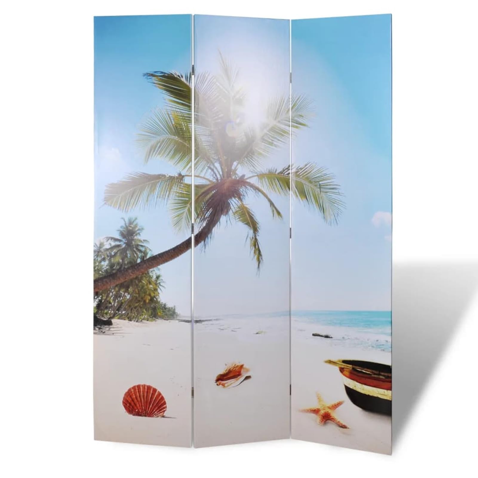 Homgoday Zewnętrzny parawan, składany parawan 120 x 170 cm z nadrukiem plażowym, na zewnątrz ogrodowa, przegroda ogrodowa na zewnątrz, przegroda na zewnątrz