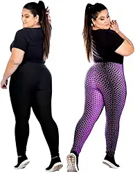 Kit 2 Leggings Plus Size G1 G2 G3 Lisa e Estampada Calça Academia Ginástica ZERO TRANSPARENCIA