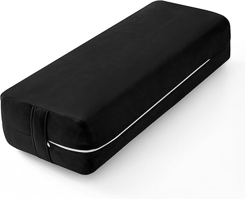 Wellsin Cojín rectangular para yoga, almohada de meditación con funda de gamuza lavable, 27 x 10 x 5.5 pulgadas