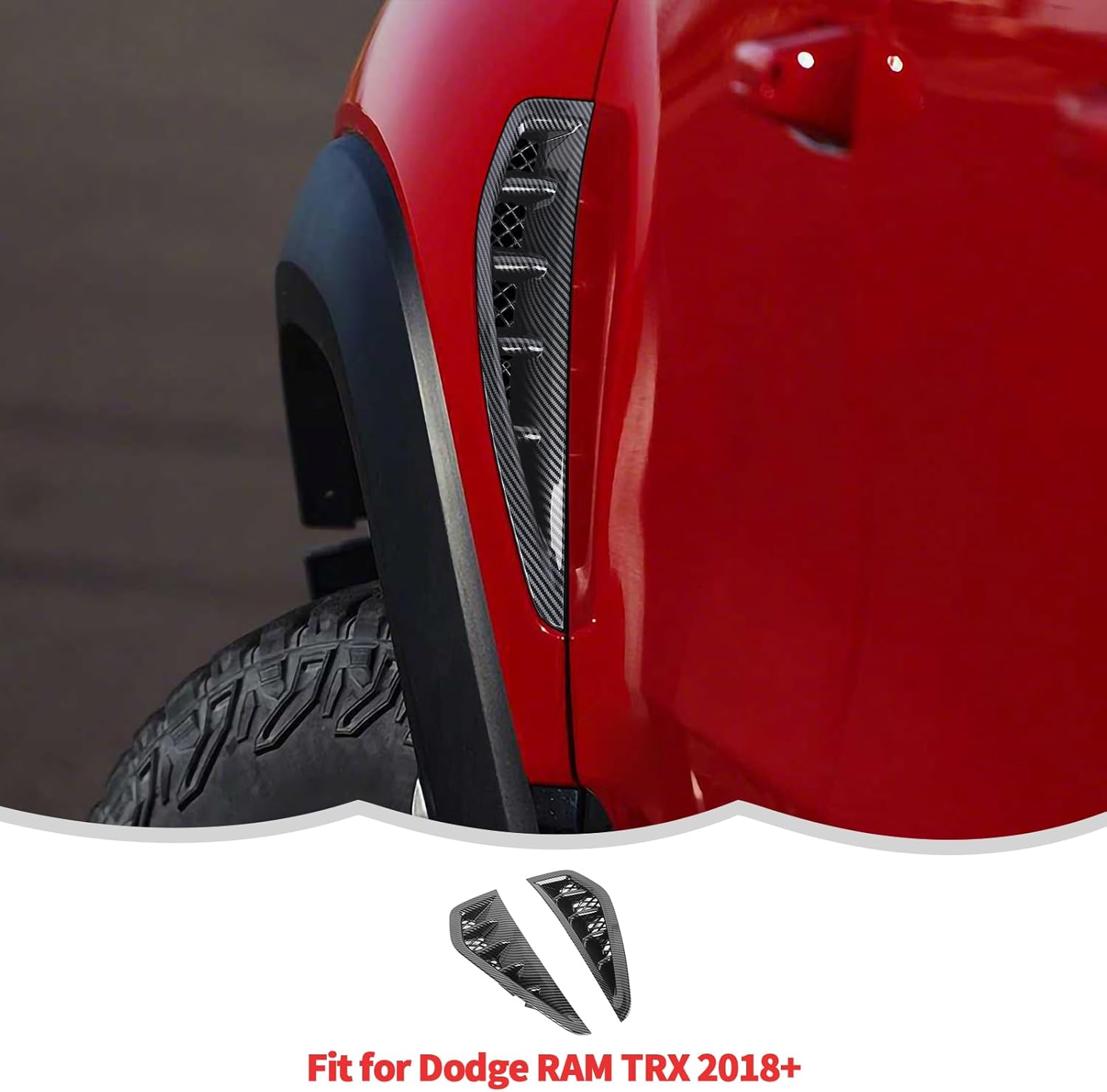 RT-TCZ Carbon Fiber Side Door Air Vent Fender Cover Trim Accessories for Dodge RAM TRX 2018 2019 2020 2021 2022 2023 2024
